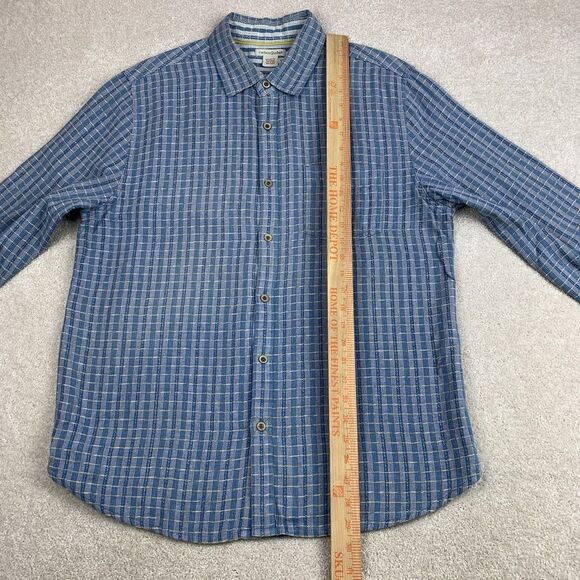 Carbon2cobalt Shirt Men Med Blue Textured Button Up Long Sleeve Cotton Plaid - Picture 12 of 13